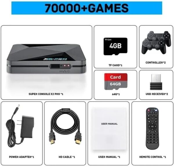 KINMRIS Super Console X2 Pro with 70,000 Video Games 256G Retro Video Game Console 60+ Game Emulators with Two Gamepad Children's Game Box - Image 8