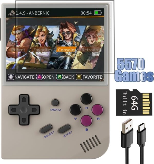 RG35XX Retro Handheld Game Console Supports Linux and Garlic Dual Stylem,3.5-inch with a 64G Card Pre-Loaded 6900 Games Supports HDMI and TV Output - Image 8