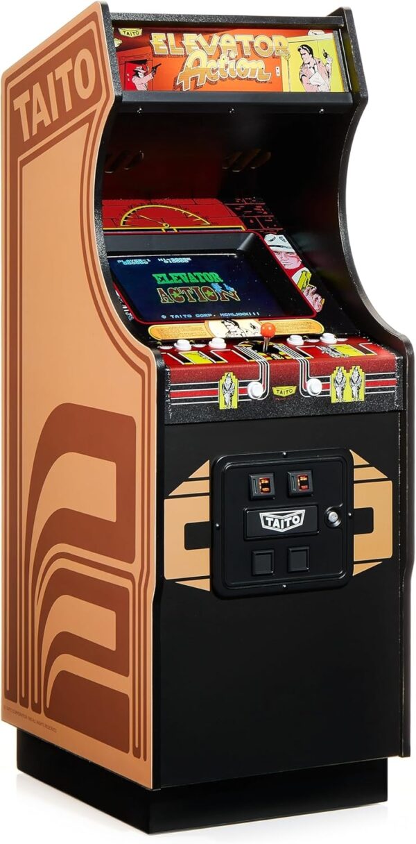 Numskull Quarter Arcades Elevator Action Collector's Edition Mini Arcade - 1/4 Scale Authentic Wooden Replica, Original ROM, Rechargeable Battery & 3W Speakers for Retro Enthusiasts