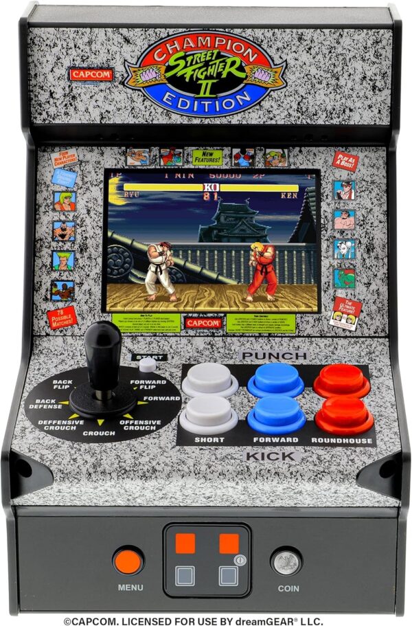 My Arcade Street Fighter II Mini Arcade Machine - Micro Player Table Top Arcade Machine, Portable Handheld Game, Retro Gaming Console, Mini Retro Games Machines for Kids & Adults