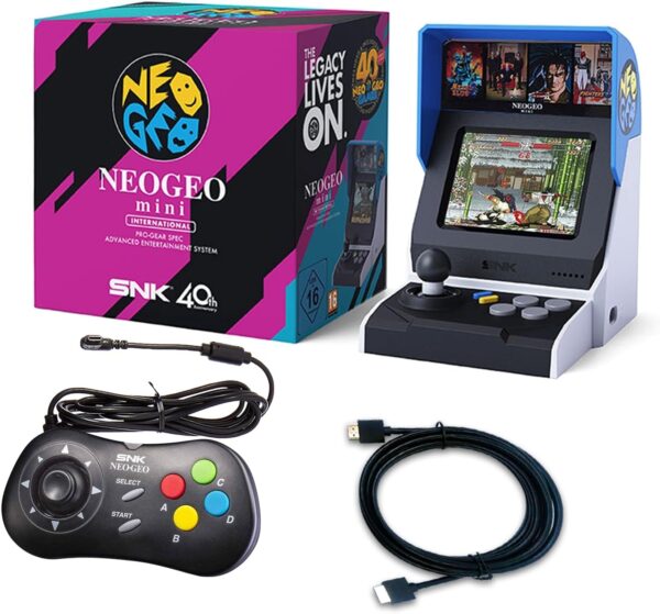 NEOGEO Mini International Arcade and Black Gamepad, 40 Pre-Loaded Classic SNK Games