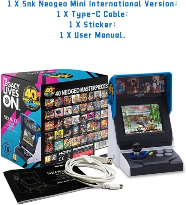 NEOGEO Mini International Edition, PreLoaded 40 SNK Licensed Classic Games, Including King of Fighters, Metal Slug, etc., Supports Large Screen HDMI Output/2 Gamepad Ports/For Adults and Children - Image 7