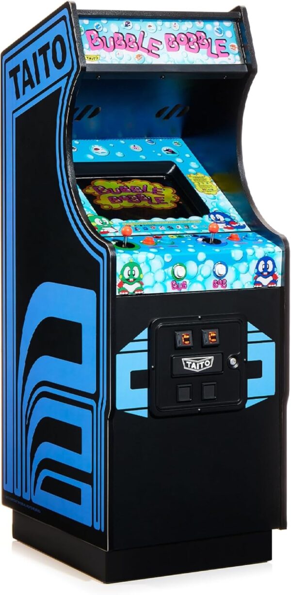 Numskull Quarter Arcades Bubble Bobble Collector's Edition Mini Arcade - 1/4 Scale Authentic Wooden Replica, Original ROM, Rechargeable Battery & 3W Speakers for Retro Enthusiasts.