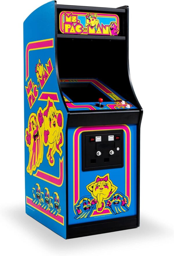 Quarter Arcades Official Ms. PAC-MAN 1/4 Sized Mini Arcade Cabinet by Numskull – Playable Replica Retro Arcade Game Machine – Micro Retro Console