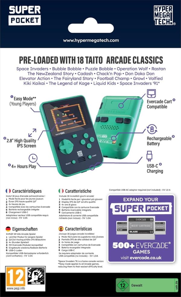 Blaze Entertainment Taito Arcade Classics Handheld, 17 Games, USB-C, 2.8 inches IPS Display - Image 15